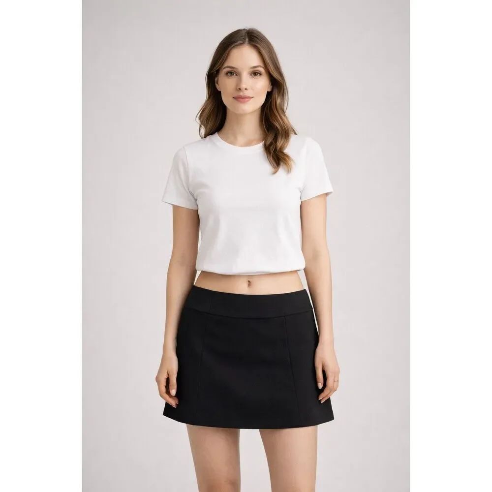 Zara TRF BlackโLow Rise A-Line Mini Skirt Size 2 Made in Spain